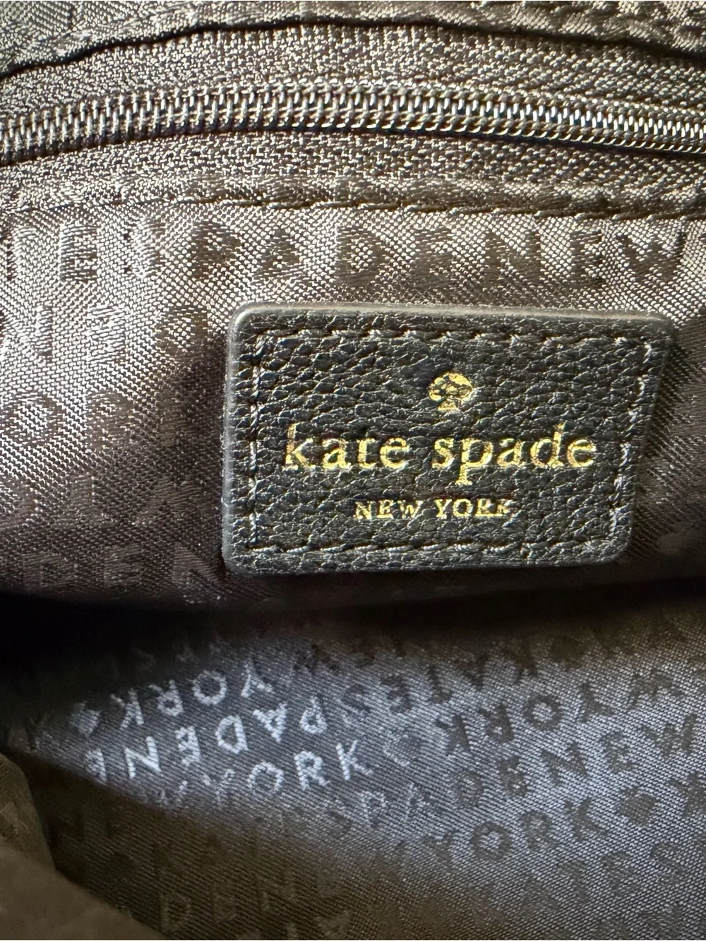 kate spade Black Leather Shoulder Bag with Gold Plate